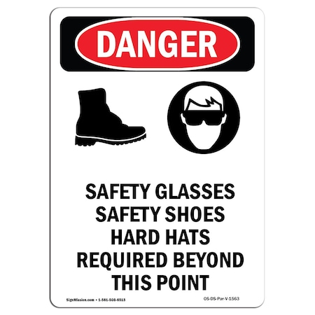 Signmission OSHA Sign, Glasses Safety, 5in X 3.5in, 10PK, 3.5" W, 5" H, Portrait, PK10, OS-DS-D-35-V-1563-10PK OS-DS-D-35-V-1563-10PK
